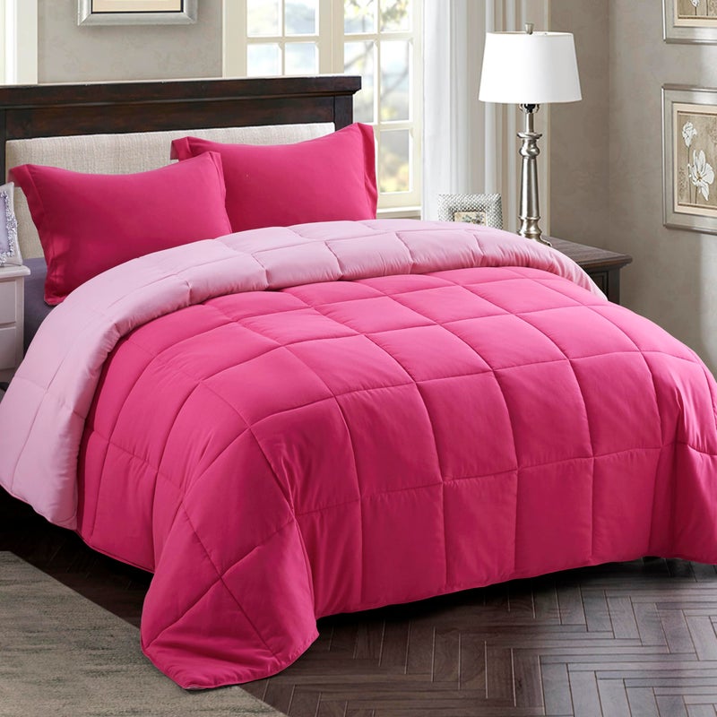 Hi -G HIG 3pc Pink Twin/Twin XL Comforter Set - All Season Reversible Down Alternative Bedding Comforter - Quilted Duvet Insert with Corner Tabs - Box Stitched Blanket - Breathable, Soft, Fluffy - Image 1